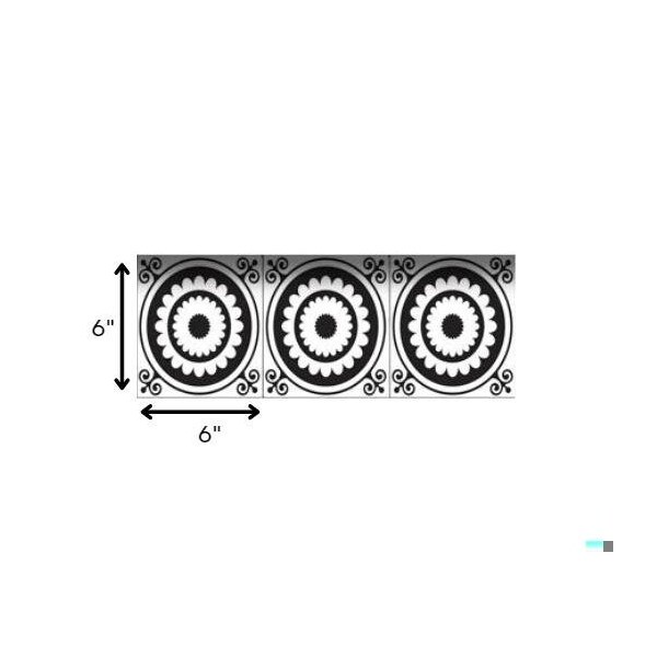 Homeroots 6 x 6 in. Black & White Posy Peel & Stick Removable Tiles - 399982