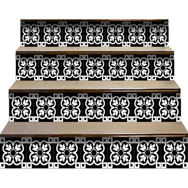Homeroots 8 x 8 in. Black & White Stark Peel & Stick Removable Tiles - 399869