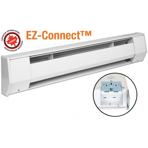 King Electric K Baseboard Heater Back Wire 8' 240/208V 2400/1800W White - 8K2424BW-BK