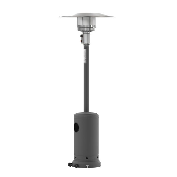 Flash Furniture Sol Patio Outdoor Heating-Slate Gray Stainless Steel 40,000 BTU Propane Heater w/Wheels, 7.5Ft Tall - NAN-HSS-AGH-GY-GG