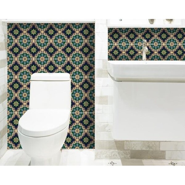 Homeroots 5 x 5 in. Agean Blue & Green Peel & Stick Tiles - 400056