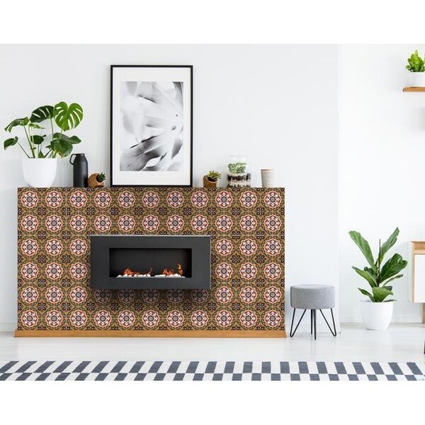 Homeroots 8 x 8 in. Old World Ole Brown Peel & Stick Tiles - 400004