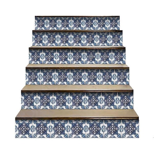 Homeroots 8 x 8 in. Blue Nelly Removable Peel & Stick Tiles - 400291