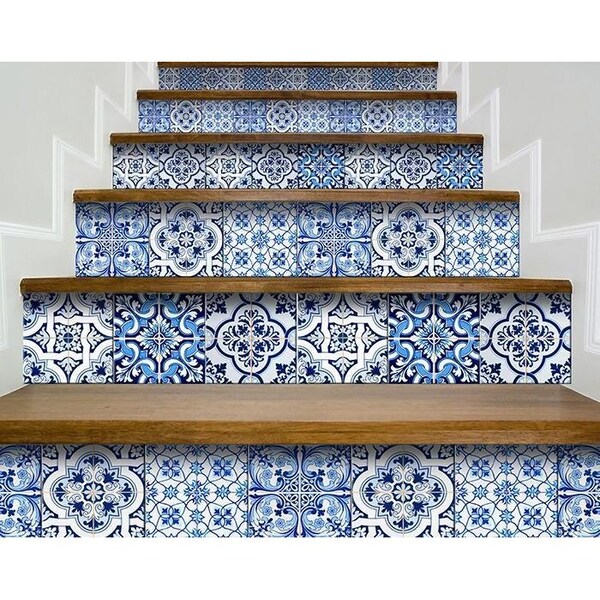Homeroots 4 x 4 in. Azul Multi Blue Mosaic Peel & Stick Tiles - 400325