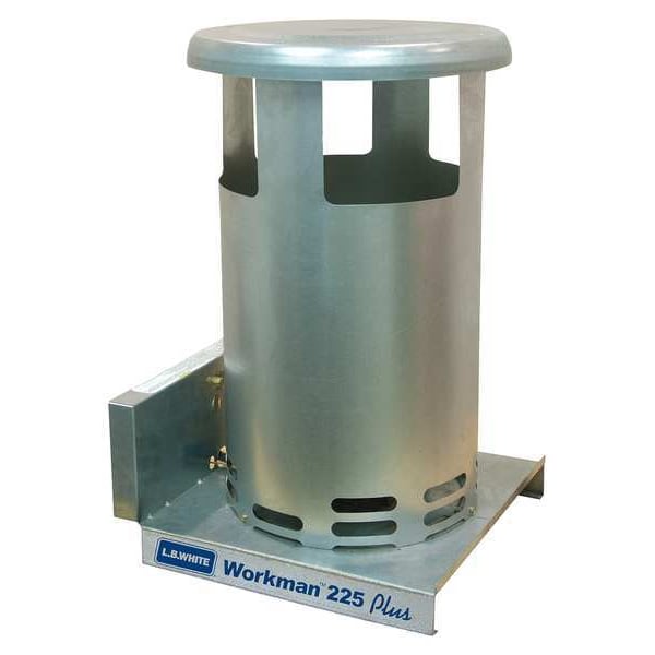 L.B. White Portable Gas Floor Heater, Liquid Propane, Matchless Piezo, 15 in Wx 16 1/2 in L - CV225CZPD11001B