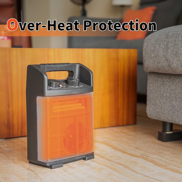 Edendirect 1500 Watt 14'' Electric Convection Fan Space Heater, Thermostat, Reversible, Black - HEATER01