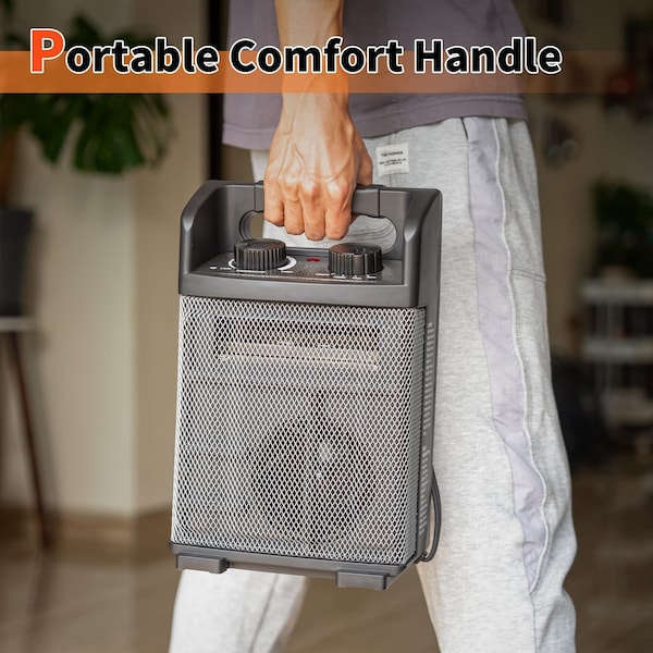 Edendirect 1500 Watt 14'' Electric Convection Fan Space Heater, Thermostat, Reversible, Black - HEATER01