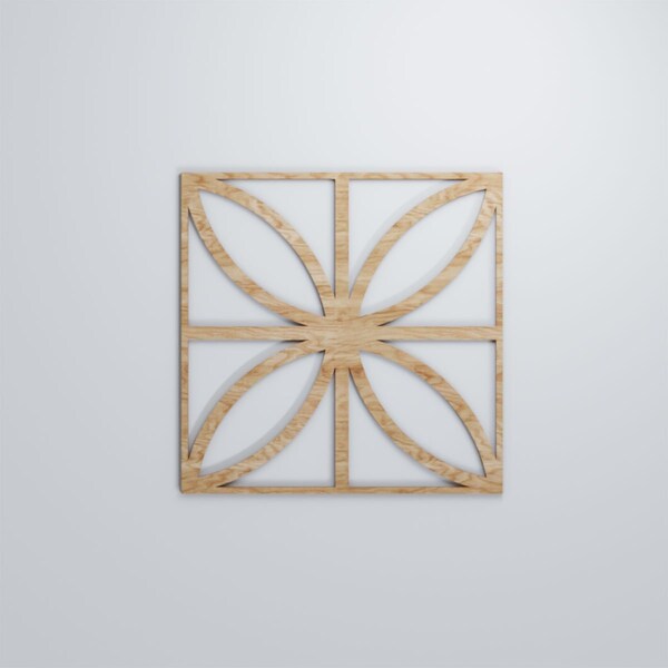 Ekena Millwork Large Swansea Decorative Fretwork Wood Wall Panels, Red Oak, 23 3/8"W x 23 3/8"H x 3/8"T - WALW24X24X0375SWNRO
