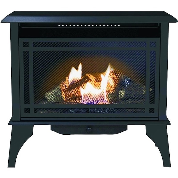 Kozy World GSD2845 Gas Stove, 3193 in W, 2828 in H, 30,000 Btu Heating, Liquid Propane, Steel, Black - GSD2846