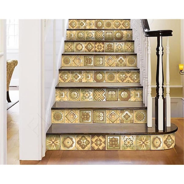 Homeroots 5 x 5 in. Vintage Beige & White Peel & Stick Removable Tiles - 390904