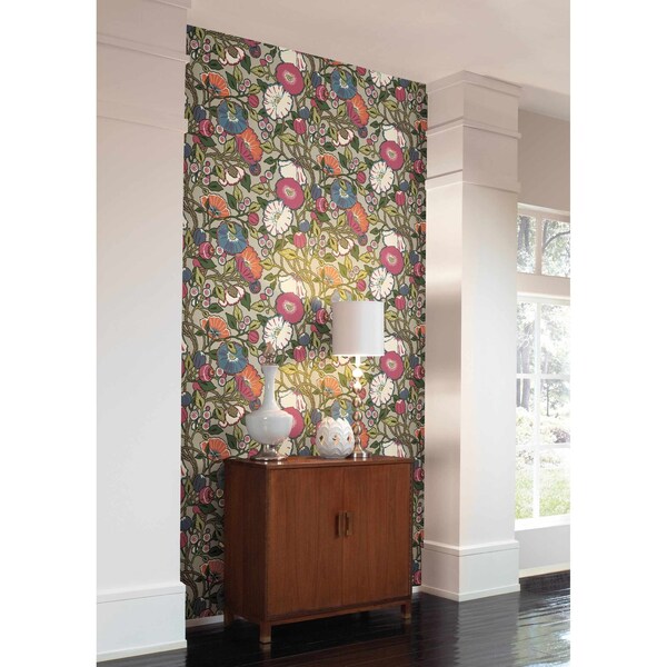 York Wallcoverings Purple Vincent Poppies Wallpaper Sample - CY1516SAM