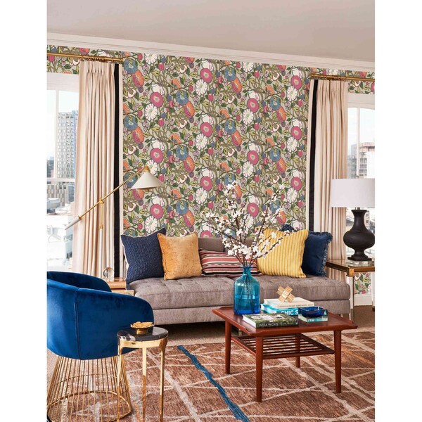 York Wallcoverings Purple Vincent Poppies Wallpaper Sample - CY1516SAM