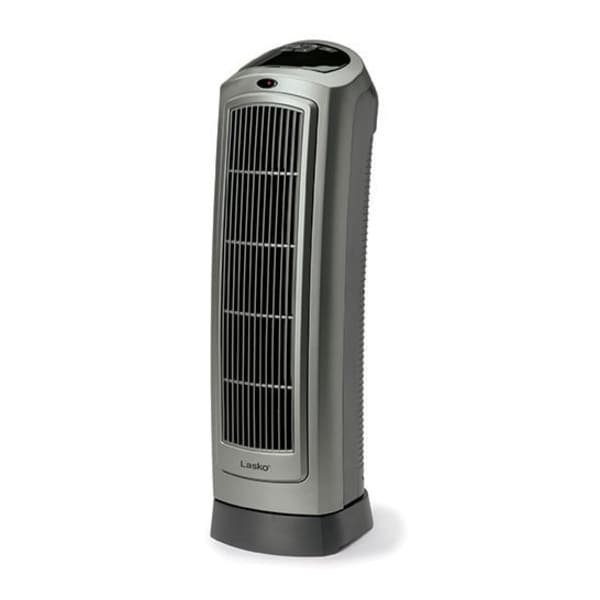 Lasko Lasko 1500W Electric Portable Oscillating Ceramic Space Heater Tower with Digital Display, 5538, Gray - 5538