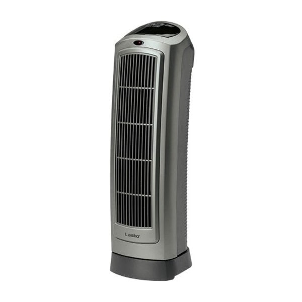 Lasko Lasko 1500W Electric Portable Oscillating Ceramic Space Heater Tower with Digital Display, 5538, Gray - 5538