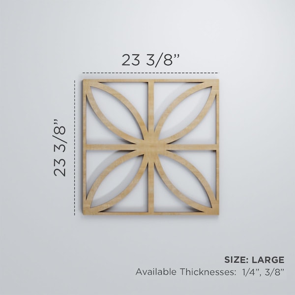 Ekena Millwork Large Swansea Decorative Fretwork Wood Wall Panels, Alder, 23 3/8"W x 23 3/8"H x 3/8"T - WALW24X24X0375SWNAL