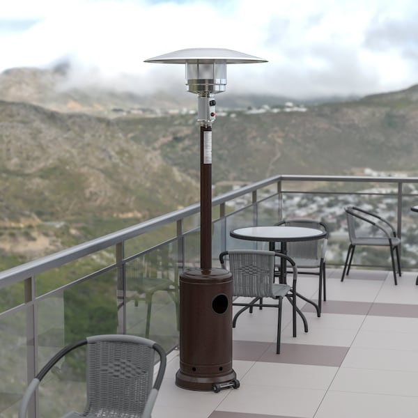 Flash Furniture Round Outdoor Patio Heater - Bronze -7.5 Feet Tall - NAN-HSS-AGH-BR-GG