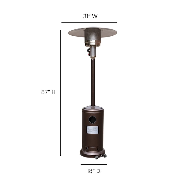 Flash Furniture Round Outdoor Patio Heater - Bronze -7.5 Feet Tall - NAN-HSS-AGH-BR-GG