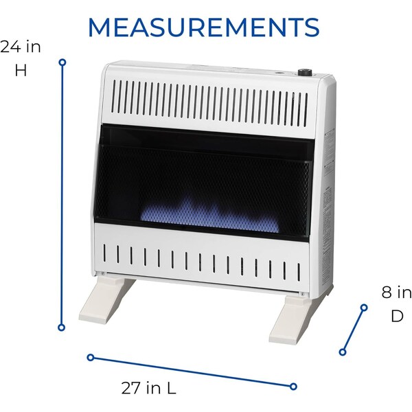 Procom Heating Liquid Propane Ventless Blue Flame Heater with Base Feet, 30,000 BTU, T-Stat Control - ML300TBA-B