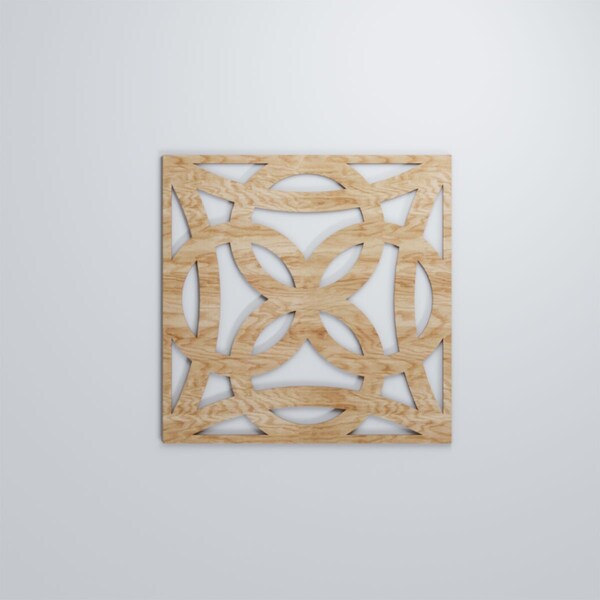 Ekena Millwork Large Baytown Decorative Fretwork Wood Wall Panels, Red Oak, 23 3/8"W x 23 3/8"H x 3/8"T - WALW24X24X0375BYTRO