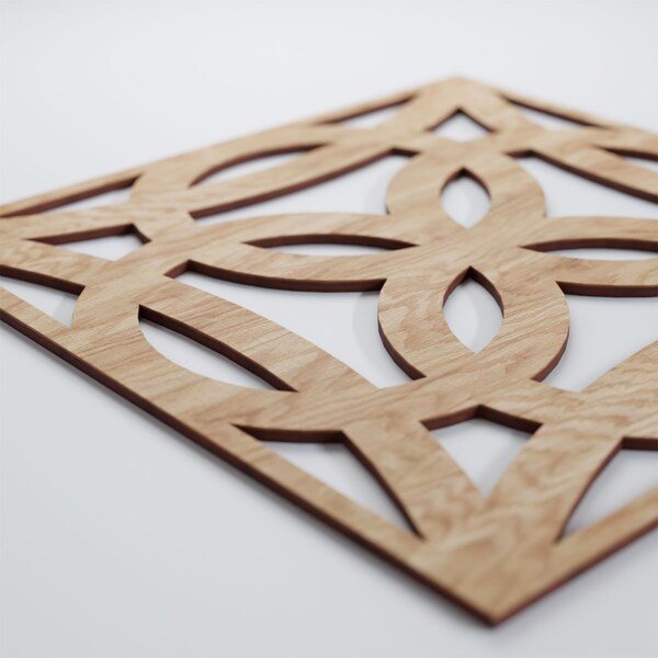 Ekena Millwork Large Baytown Decorative Fretwork Wood Wall Panels, Red Oak, 23 3/8"W x 23 3/8"H x 3/8"T - WALW24X24X0375BYTRO