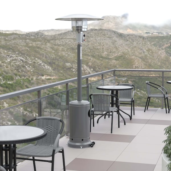 Flash Furniture Round Outdoor Patio Heater - Silver -7.5 Feet Tall - NAN-HSS-AGH-SL-GG