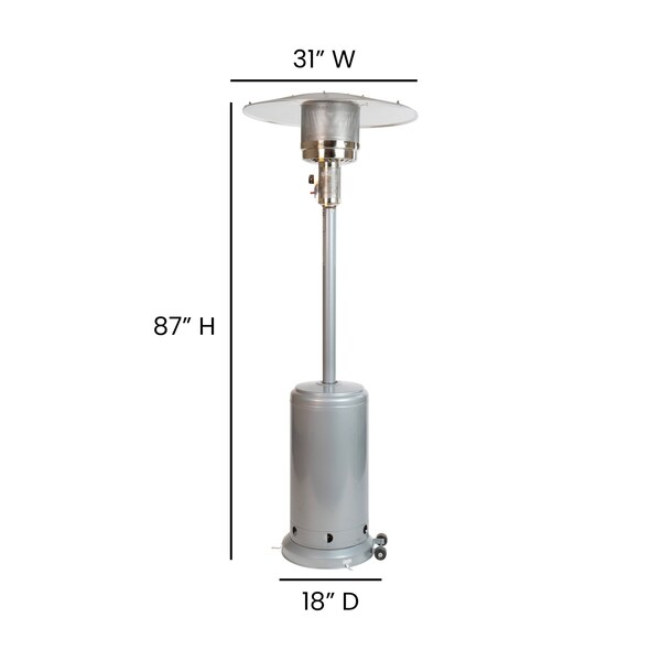 Flash Furniture Round Outdoor Patio Heater - Silver -7.5 Feet Tall - NAN-HSS-AGH-SL-GG