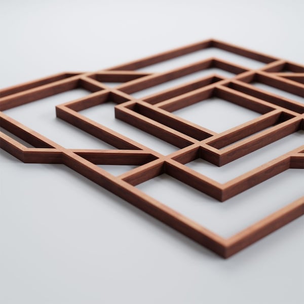 Ekena Millwork Small Norwood Decorative Fretwork Wood Wall Panels, Cherry, 11 3/8"W x 11 3/8"H x 3/8"T - WALW12X12X0375NWDCH