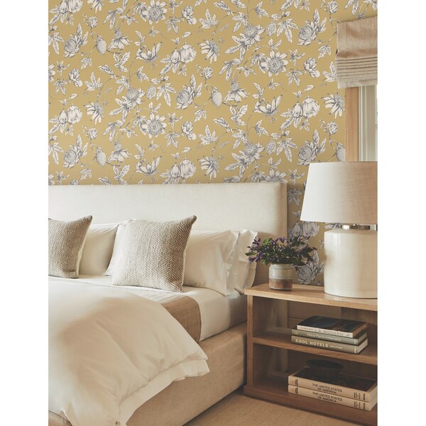 York Wallcoverings Passion Flower Toile Harvest Wallpaper - RT7855