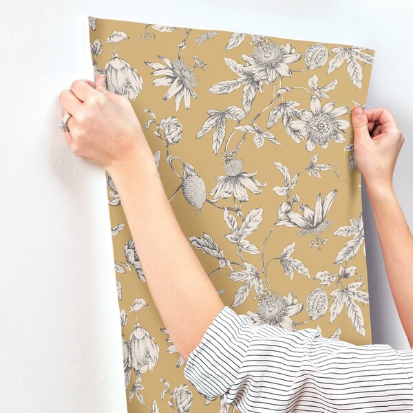 York Wallcoverings Passion Flower Toile Harvest Wallpaper - RT7855