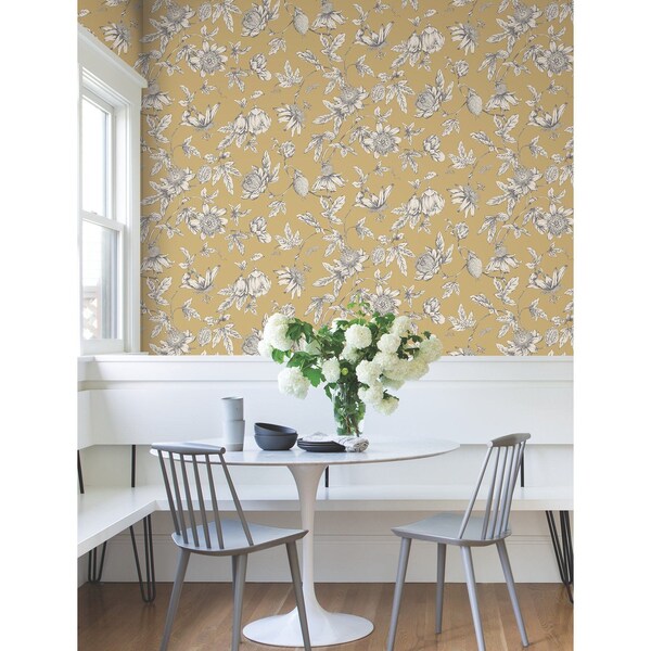 York Wallcoverings Passion Flower Toile Harvest Wallpaper - RT7855