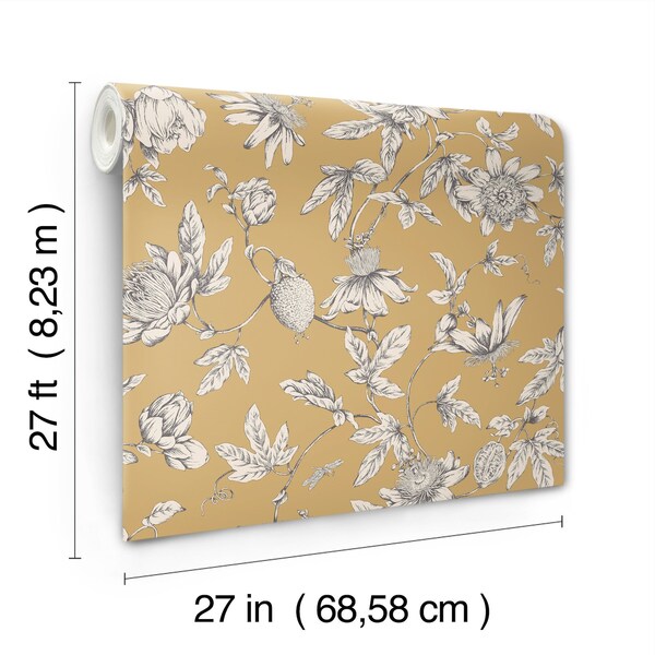 York Wallcoverings Passion Flower Toile Harvest Wallpaper - RT7855