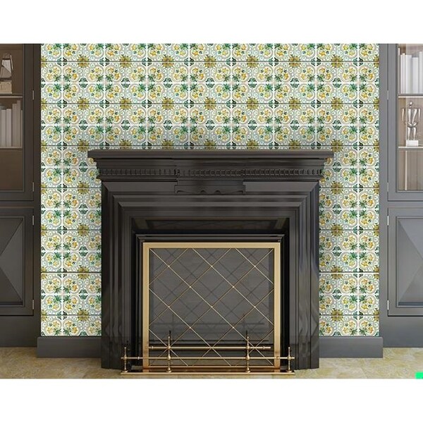 Homeroots 8 x 8 in. Green Yellow Melo Peel & Stick Tiles - 400194