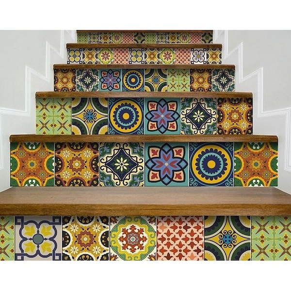 Homeroots 8 x 8 in. Euro Green Mosaic Peel & Stick Removable Tiles - 400044
