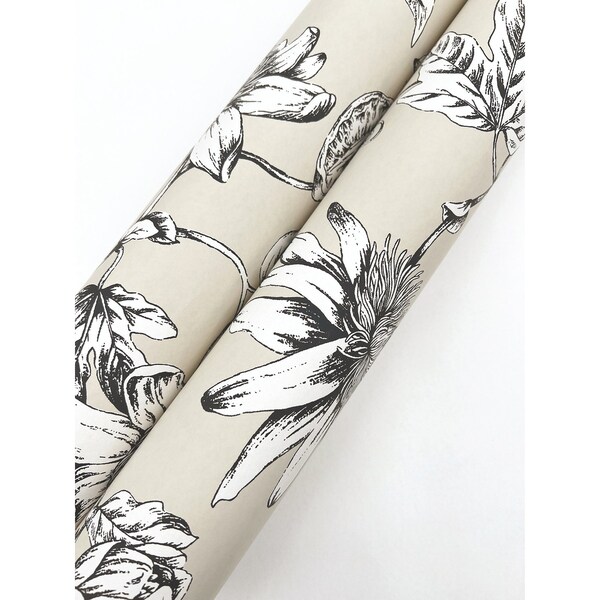 York Wallcoverings Passion Flower Toile Beige Wallpaper - RT7854