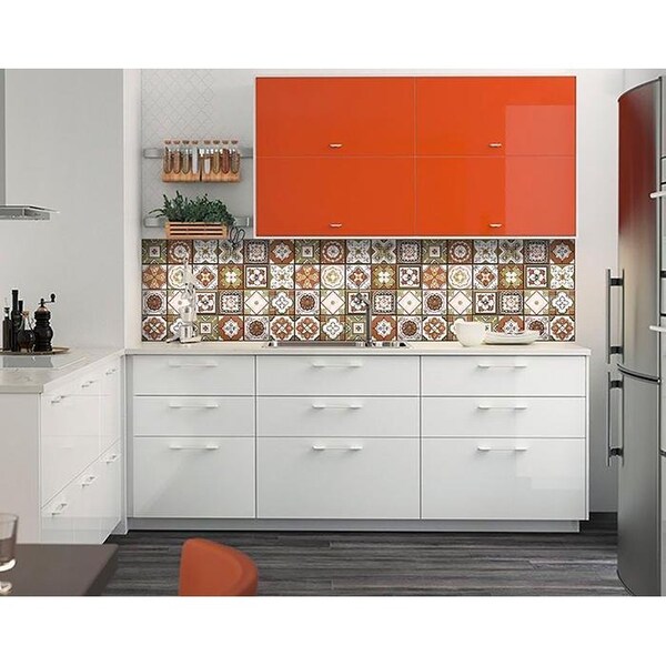 Homeroots 8 x 8 in. Retro Orange Mosaic Peel & Stick Removable Tiles - 400440