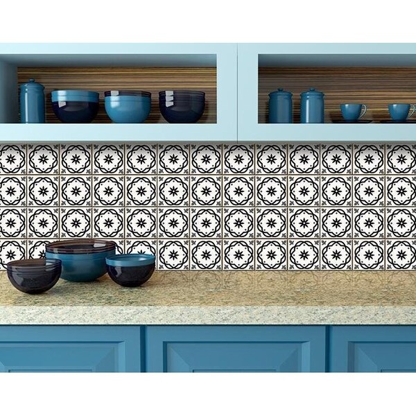 Homeroots 4 x 4 in. Black & White Rolla Peel & Stick Removable Tiles - 399945
