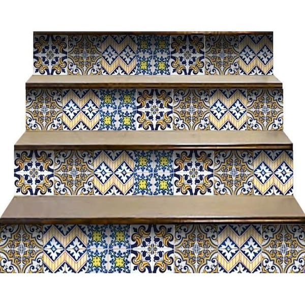 Homeroots 4 x 4 in. Addison Multi Mosaic Blue Peel & Stick Tiles - 400260