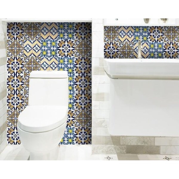 Homeroots 4 x 4 in. Addison Multi Mosaic Blue Peel & Stick Tiles - 400260