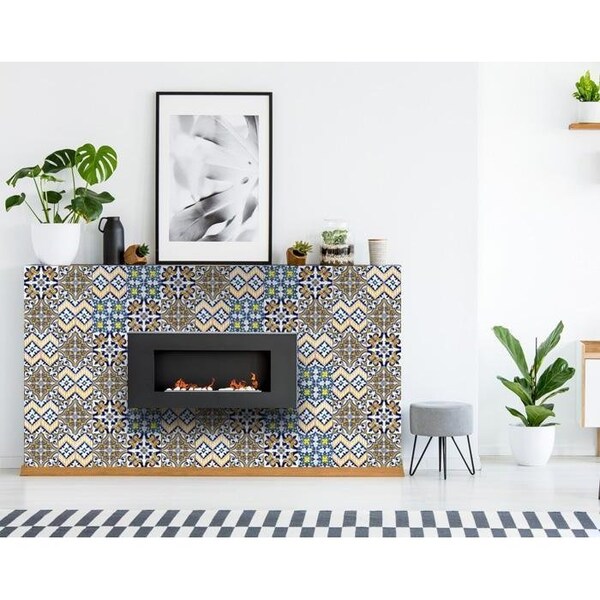 Homeroots 4 x 4 in. Addison Multi Mosaic Blue Peel & Stick Tiles - 400260