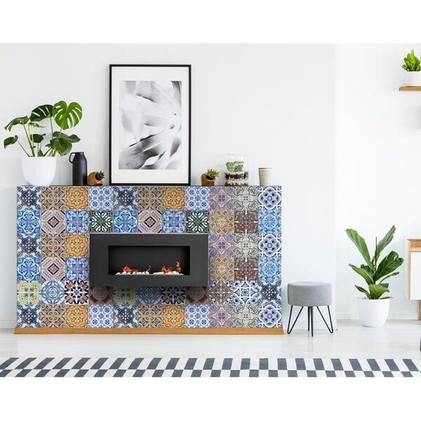 Homeroots 7 x 7 in. Kyla Multi Blue Mosaic Peel & Stick Tiles - 400378