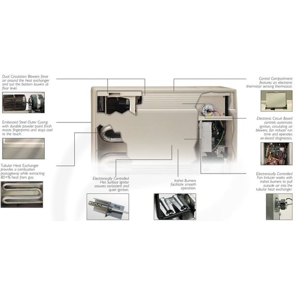 Empire Comfort Systems Gas Freestanding Floor Heater, Natural Gas, Direct Vent Vent Type, Fan Forced Convection - DV20ENAT