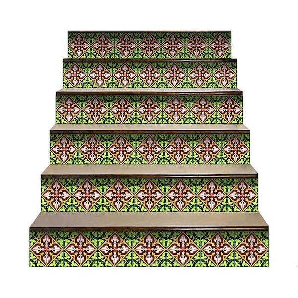 Homeroots 6 x 6 in. Green Leva Removable Peel & Stick Tiles - 400297