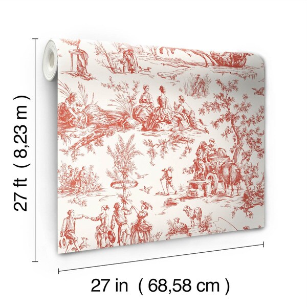 York Wallcoverings Seasons Toile Scarlet Wallpaper - GR5925