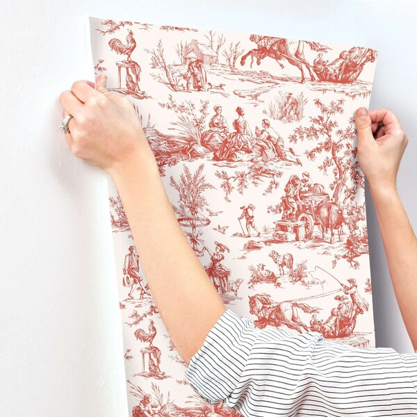 York Wallcoverings Seasons Toile Scarlet Wallpaper - GR5925