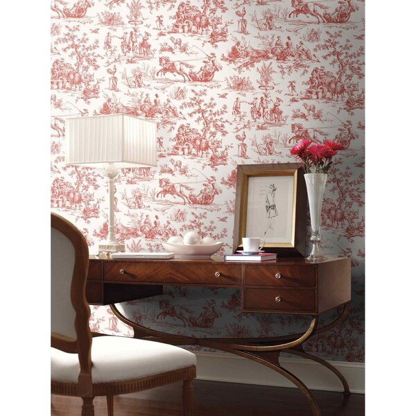 York Wallcoverings Seasons Toile Scarlet Wallpaper - GR5925