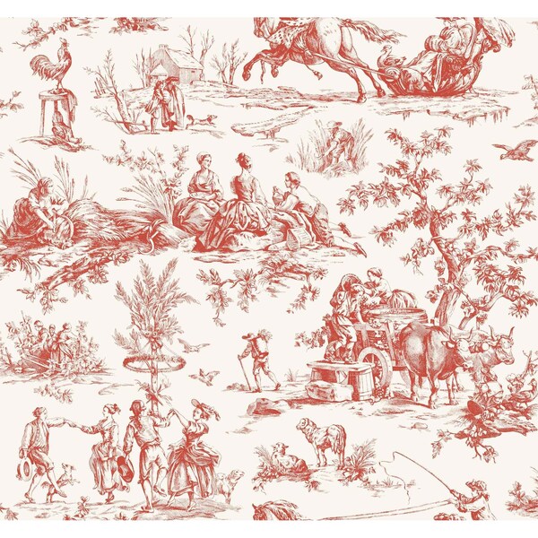 York Wallcoverings Seasons Toile Scarlet Wallpaper - GR5925