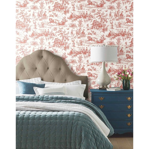 York Wallcoverings Seasons Toile Scarlet Wallpaper - GR5925