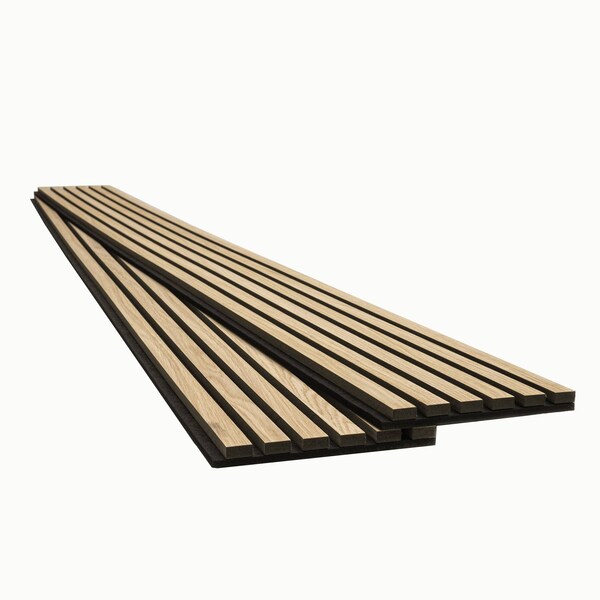 Msi Sample 3D Natural Prefinished Wood Slat Acoustic Fluted Sound Absorbing Wall Paneling Set of 4 - ZOR-MD-0606-SAM