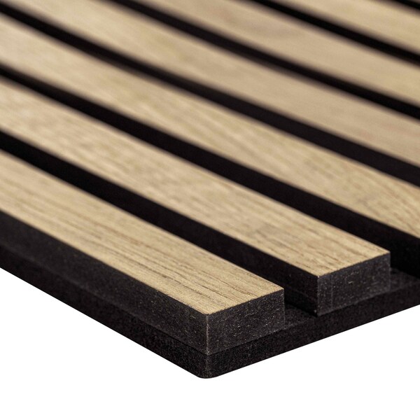 Msi Sample 3D Natural Prefinished Wood Slat Acoustic Fluted Sound Absorbing Wall Paneling Set of 4 - ZOR-MD-0606-SAM