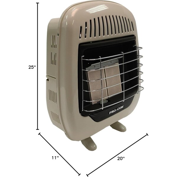 Procom Heating Vent Free Portable Indoor Space Heater 10,000 BTU, Single Fuel 1lb Propane Cylinder - MPL100HPE